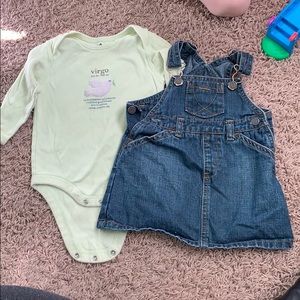 Virgo Onesie with overall skirt size 6-12 mo